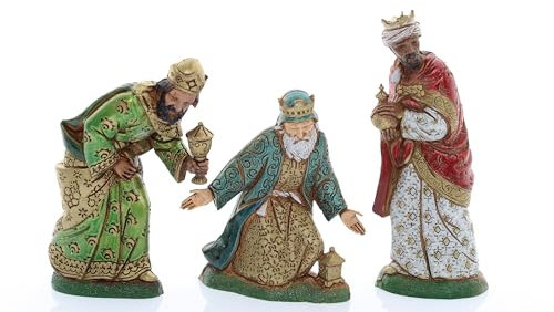 Moranduzzo Trío Reyes Magos para Belén de 12 Cm Escala 1:15 - Figuras de Belén Indestructibles - Estilo 700', Pintura Acabada a Mano, Producto Oficial, Escultor M. Landi