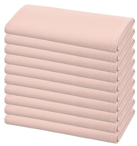 Lot de 10 serviettes de table en lin rustique, réutilisables, 40 x 40 cm, pour mariage, fête, banquet, dîner, rose