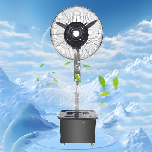 Haushaltsgeräte Ventilator mit Wasser, Profi-Außen-Standventilator mit Sprühnebelfunktion, mit Dreistufiger Windgeschwindigkeitseinstellung(75cm)