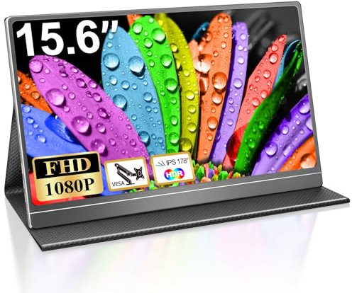 CUIUIC Portable Monitor 15,6 Zoll, Tragbarer Monitor mit USB C HDMI 1080P HDR VESA kompatibel, Mobiler Bildschirm für Laptop, Handy, PC, Xbox, PS4/5