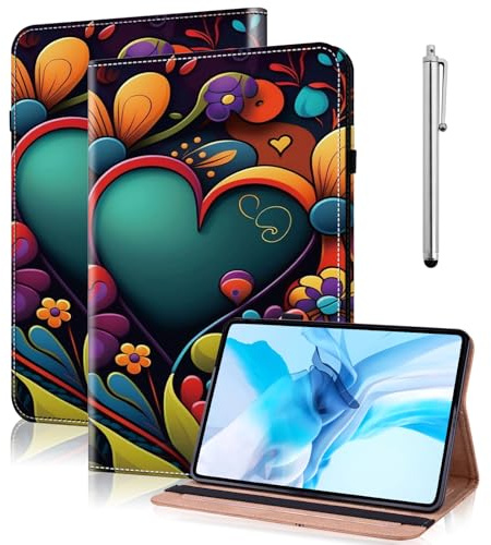 TUOLISG Case for Honor Pad 8 12 inch 2022, PU Leather Flip Cover with Stand Functional Card Slot and Elasticized Closure, Watercolor