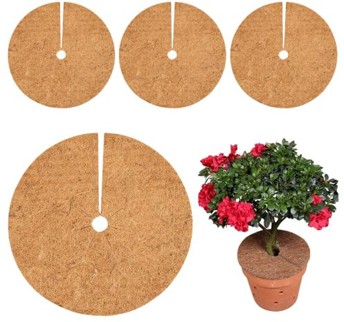 ADDLIVE Kokos Mulchscheibe, 4 Stück 40cm Durchmesser Kokosmatte, Kokosscheibe Für Pflanzen, Pflanzenschutzmatte, Nachhaltig Pflanzenschutz Frostschutz Kälteschutz Schutz vor Nässe und Frost