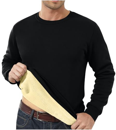 HAOLEI Herren Pullover Warme und Bequem, Langärmliges Oberteil mit Rundhalsausschnitt aus Verdicktem Fleece mit Einfarbigem Boden, Sweatshirt Casual Mode, Sale Angebote Sweater Weiche Stretch Jumper