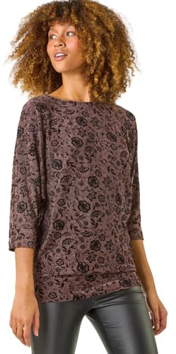 Roman Originals Blouson Top for Women UK Ladies Drop Shoulder Long Sleeve Jersey Stretchy Oversized Casual Office Jumper Soft Everyday Sweater Lounge Sweatshirt Blouses - Bronze - Size 12