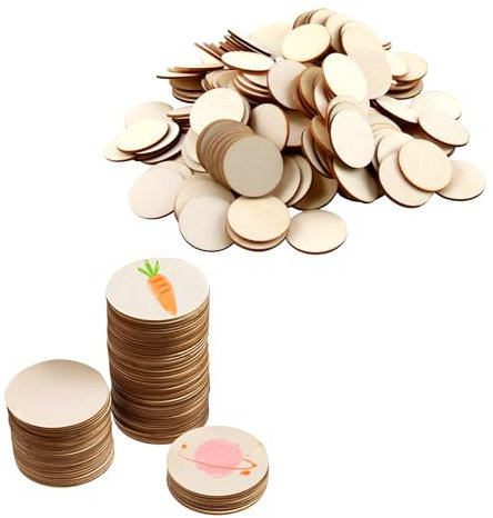 200 Rondes Tranches de Bois 30mm Blanc, Décorations DIY pour Mariage, Noël, Anniversaire, Bricolage, Peindre, Signatures, Scrapbooking et Découpage, Accessoires Artisanat en Contreplaqué