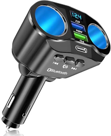 Zigarettenanzünder Adapter Bluetooth-Player Autoladegerät USB C Auto Ladegerät Dualer USB-Anschluss Ladegerät KFZ-Adapter kabelloser Radioempfänger LED-Display für Handy Aufladen Telefon Musik