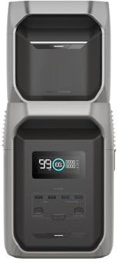EcoFlow Centrale électrique portable DELTA 3 1500 avec batterie supplémentaire intelligente DELTA 3, batterie LFP de 2,5 kWh, sortie max de 2200 W, générateur solaire pour sauvegarde domestique,