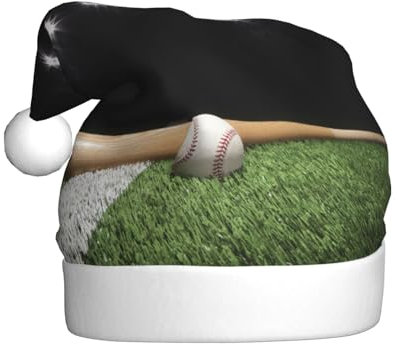 CHANGLEI Baseball-Sportplatz-Weihnachtsmütze, für Erwachsene, bedruckt, bequem, klassisch, Plüsch, Weihnachtsmannmütze für Weihnachten, festliche Party