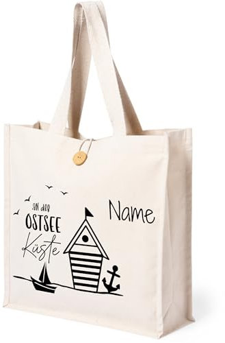 GRAZDesign Personalisierte Strandtasche Ostsee Küste – Geschenk für Camper, Segler und Strandliebhaber
