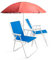 THE SECRET HOME - Pack de Sombrilla y Dos Sillas de Playa Plegables - Ideal para Playa y Piscina - Sombrilla y Sillas de Aluminio y Revestimiento de Tela - Pack 29