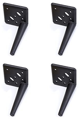 Pieds de meubles en métal de style moderne pour tables basses, tabourets et meubles - Antidérapants et résistants à l'usure - Noir - 15 cm
