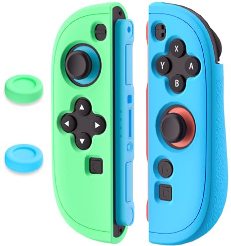 FANPL Coque en silicone pour manette Nintendo Switch 2, coque de protection pour Joycons 2, coque souple, confortable, ergonomique et installation facile, version épaisse (bleu-vert)