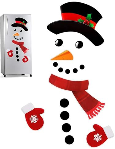 Christmas Refrigerator Magnets Large Snowman Refrigerator Magnets Includes Hat Scarf Gloves Holiday Decor for Fridge, Door, Garage, Office Cabinets