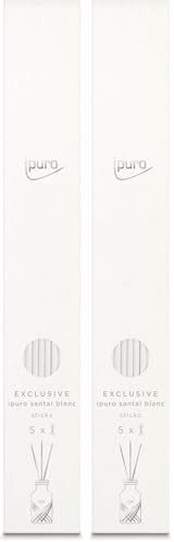 ipuro Exclusive Fibre Sticks Santal Blanc 5X - Fasersticks zum Nachfüllen für 240ml Diffusoren | Ersatzsticks für Diffusoren | Raumerfrischer, Raumduft Stäbchen | Duftstäbchen, Holzstäbchen