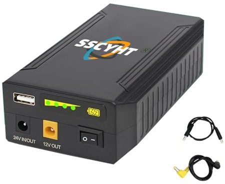SSCYHT 24V Lithium ion Battery Pack DC 24V/12V 12600mAh 14000mAh 15400mAh 18200mAh 22400mAh and 5V USB Multiple Output for LED Light Strip/CCTV Camera and More
