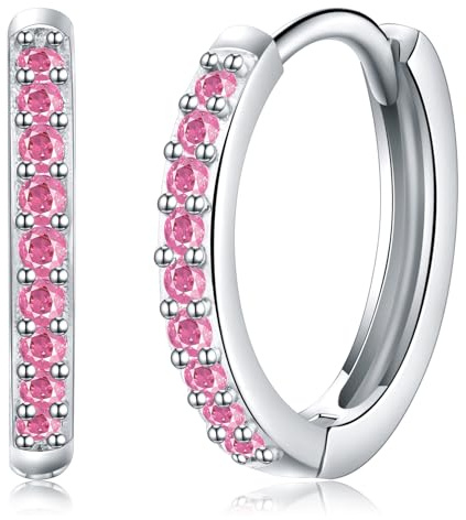 HUABOLA CALYN Silver Hoops Earrings for Women Girls, Sterling Silver 925 Hoop Earrings Valentine's Day Birthday Gifts, Hypoallergenic Huggie Earrings with Blue Cubic Zirconia