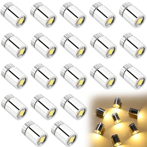 WANGWUXINSHENG 20 Pack Mini LED Fairy Lights, Battery Operated Warm White Metal Mini Lights, for Doll House Decoration Wedding Party DIY Crafts Terrarium Micro Landscape (Metallic Silver)