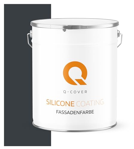 Q-COVER Fassadenfarbe 5 L Graphitgrau RAL 7016 – Silikonharz, Außenfarbe, Hydrophob, Wetterfest, Fassadenschutz