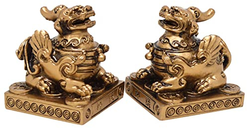 Feng Shui Pair of Pi Xiu/piyao Statue Figurine+ Free Mxsabrina Red String Bracelet J1027 by juanxian