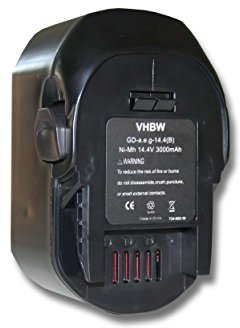 vhbw Battery Replacement for AEG M1430R for Power Tools (3000 mAh, NiMH, 14.4 V)