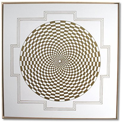 Wandbild Pranagenerator in Gold Labyrinth der Kraft - HANDGEMALT - Größe 50cm rund - Leinwandbild gespannt auf runden Keilrahmen - MADE in GERMANY