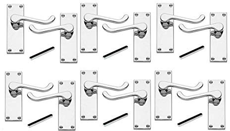 Golden Grace 6 Pairs Victorian Scroll Lever Latch Internal Door Handles in Silver Polished Chrome Finish, Classic Interior Premium Quality, 6 Pairs - 120mm Long