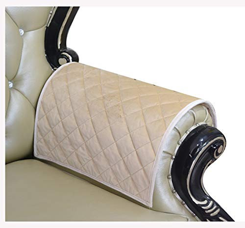 HAOMAIJIA rutschfeste beige Samt Sofa Armlehne Bezüge Couch Armlehne Bezüge Leder Couch gesteppt Möbelschutz für Hunde Kinder Haustiere 2 Stück (ASand, 50,8 x 61 cm) Sofa Armlehne Abdeckung - 2 Stück