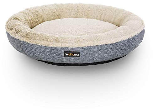 Feandrea Hundebett, Hundekorb, Katzenbett, Donut, rund, Ø 65 cm, grau PGW65G