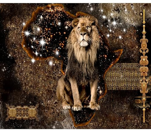 murando Fototapete Löwe Tiere 350x256 cm Vlies Tapeten Wandtapete XXL Moderne Wanddeko Design Wand Dekoration Wohnzimmer Schlafzimmer Büro Flur Abstrakt braun g-A-0011-a-c
