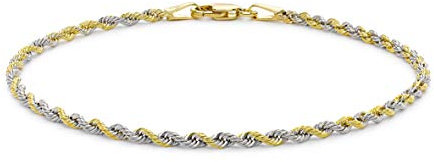 CARISSIMA Damen-Armband Kordelkette hohl Gold bicolor 9kt 40 19cm