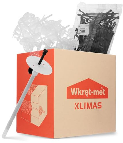 KLIMAS® Tellerdübel 200 Stück LTX ∅ 10 mm x 160 mm Dämmstoffdübel mit Kunststoffnagel Gelocht | Styropordübel Thermodübel Isolierdübel Für WDVS VWS EPS Styropor Dübel Set