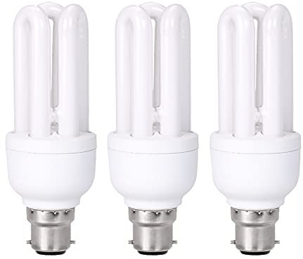Energy Saving Light Bulbs Bayonet, 3 Pack CFL Low Energy Light Bulbs 11Ẉ=60Ẉ, Daylight Bulbs 6400K, 660 Lumens, BC/ B22 Cap, B4U