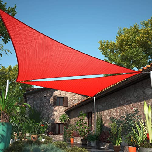 ShadeMart Dreiecks-Sonnensegel, LSF50, 2,4 x 2,4 m, rot, smTAPT08, Stoff, wasserdurchlässig, UV-beständig, strapazierfähig, für Carport, Terrasse und Außenbereich