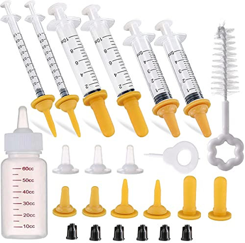 Puppy Syringe Feeder, Puppy Nursing Bottle Pet Syringe Feeding Kit Original Nipple with Syringe, Feeding Nursing Bottle for Small Pet Puppy Kitten(24 Pack)