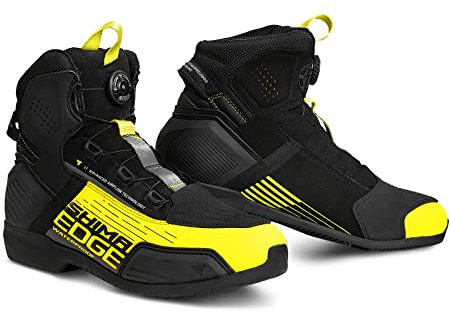 SHIMA EDGE WP Scarpe Moto Uomo Pelle Impermeabile Estive Scarpa ATOP Sneakers Proteggi Touring Protezione Cerniera Laterale Suole Antiscivolo Estate Abbigliamento (Uomini, Impermeabile, Fluo, 42)