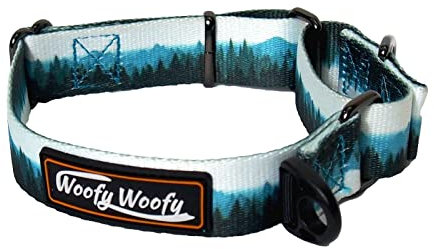 Woofy Woofy Martingal Hundehalsband ohne Schnalle, ausbruchsicher, Sicherheitstraining, Hundehalsband, Walddruck, für große Hunde, Größe L-Breite 2,5 cm, Länge 17-66 cm