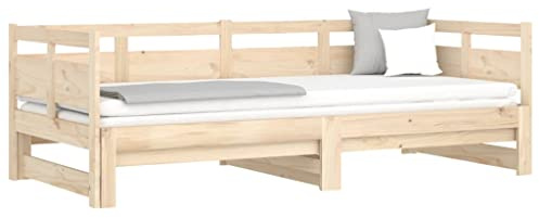 vidaXL Tagesbett Ausziehbar Sofa Gästebett Sofabett Bett Bettsofa Schlafsofa Holzbett Ausziehbett Bettgestell Massivholz Kiefer 2X(90x200) cm