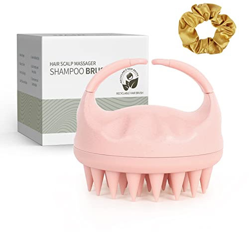 Sndyi Cepillo Masajeador Cuero Cabelludo, Silicone Cepillo Pelo para Exfoliación y Masaje de Cabeza | Reduce la caspa, estimula el crecimiento del cabello | Mojado & Seco, Rosa