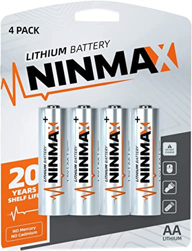 NINMAX Lithium AA Batteries 3500mAh, 4 Pack 1.5V Longest Lasting Double A Battery for High-Tech Devices【Non-Rechargeable】-New Upgraded