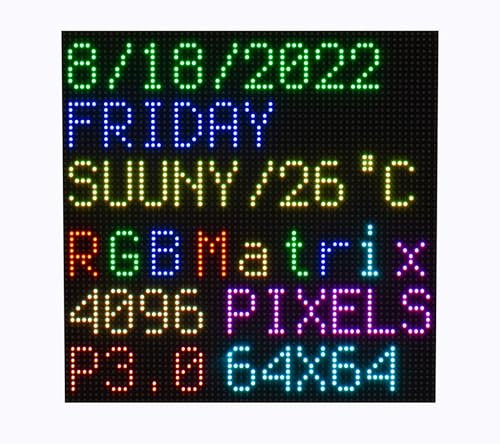 64 x 64 RGB LED Matrix Panel Full Color per Raspberry Pi/Ardui 192 x 192 mm 3 mm Pitch 4096 LED regolabile luminosità