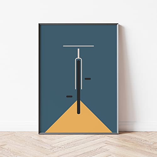 Mabudi Poster Vintage Fahrrad - Poster Retro - Fahrrad Poster - Abenteuer Poster - Fahrrad Bauhaus Print - Kunstdruck Biker (Blau-Gelb, 30x40cm)