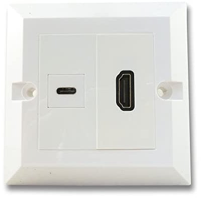 C4A Single HDMI and USB Type C Wall Plate/Easy Connect Faceplate/White