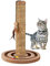 Relaxdays Griffoir pour Chats, HxD : 45x30 cm, Tronc à gratter interactif, Ficelle en herbier Marin, avec Jouet, Marron