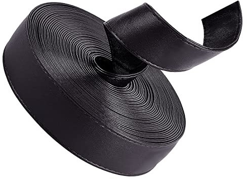 GORGECRAFT 5 m de Long Bandes de Cuir Double Face 30 mm de Large Sac à Bandoulière Rouleau de Sangle en Cuir Noir Cordon en Cuir Lisse Cordon Plat pour Bricolage Artisanat Vêtements Fabrication