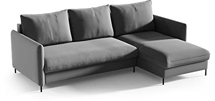 Generisch Ecksofa mit Schlaffunktion Couch Sofa mit Schlaffunktion und Bettkasten Samt Grau mit Stauraum (Rosa)