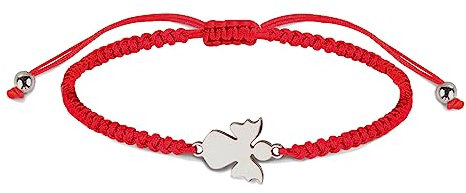 Schutzengel Armband Verstellbar Glücksbringer Armkettchen mit Engel Schutzengelchen Freundschaftsband ，Glücksbringer Talisman für Mädchen & Frauen (Rot)