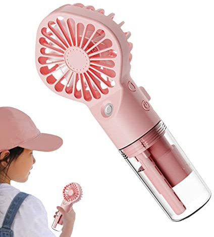 MYJIO Ventilador Portátil Personal con Rociador de Agua, 4 Velocidades Ajustables, Transparente, Recargable