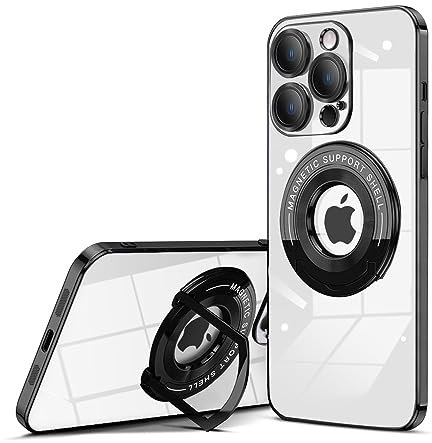QLTYPRI Magnetic Clear Case for iPhone 13 Pro Max Case Compatible with MagSafe, Invisible Ring Holder Stand, Camera Lens Full Protection, Slim Shockproof Phone Case Cover for iPhone 13 Pro Max – Black