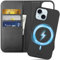 SHIELDON Case for iPhone 15 5G 6.1, Genuine Leather 2 in 1 Detachable Wallet Case with [Card Holder][RFID Blocking][Kickstand] Magnetic Removable Flip Phone Case Compatible with iPhone 15 - Black