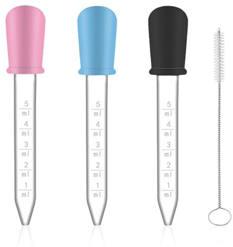 3 Stück Liquid Dropper, Dropper Pipette, Silikon Pipetten, 5 ML Dropper Graduierte Transfer Pipette, Bringen 1 Stück Bürsten, für Pflanze, Haustier und Süßigkeitenformen Bastelarbeiten